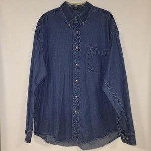 Vintage Dockers Denim Button Up Long Sleeve Shirt Size Large